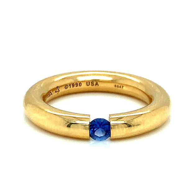Montana Sapphire and Gold Ring - Omega Tension | Alara Jewelry