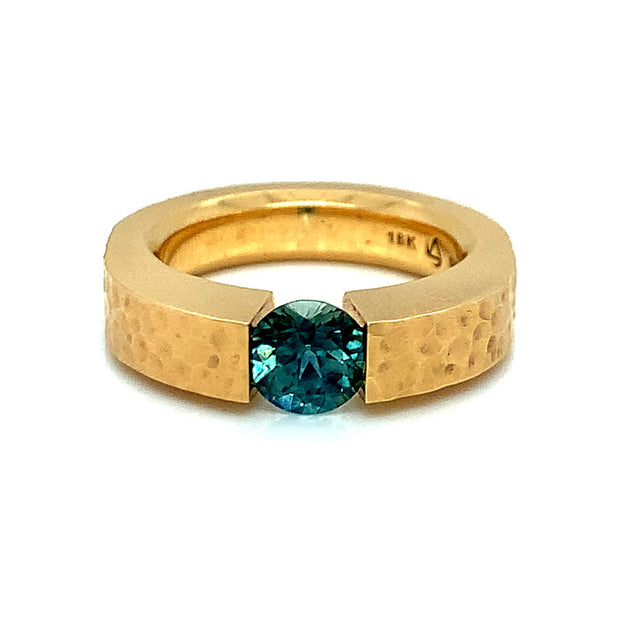Montana Sapphire and Gold Ring - "Omega Tension"