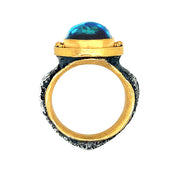 Blue Topaz and Sterling Silver Embellished Ring - "Magnum Opus"