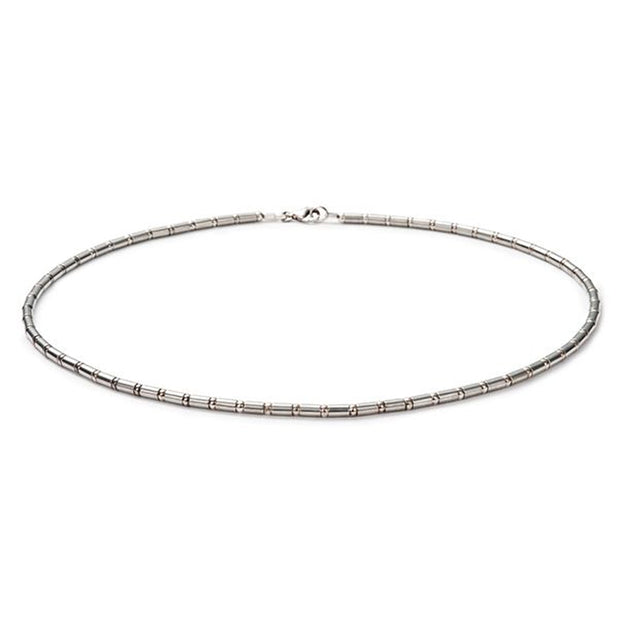 16.5" Round and Tubular Beaded Stainless Steel Necklace