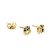 Yellow Gold and Diamond Stud Earrings - "Micro Windows"
