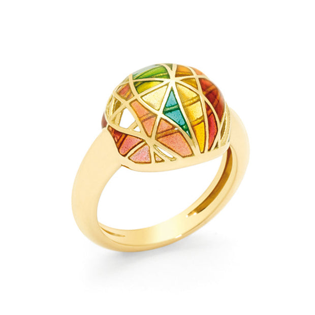 Yellow Gold & Fired Enamel Orb Dome Ring by Baques Barcelona