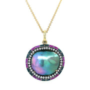 Sea of Cortez Pearl, Diamond, & Enamel Necklace- "Rock Candy Sonoran Beauty"