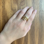 Yellow Gold & Diamond Olive Branch Coil Ring- "Golden Union"