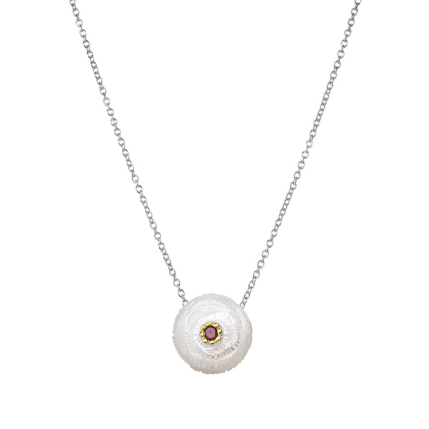 Freshwater Pearl & Garnet Necklace - "Carnation"