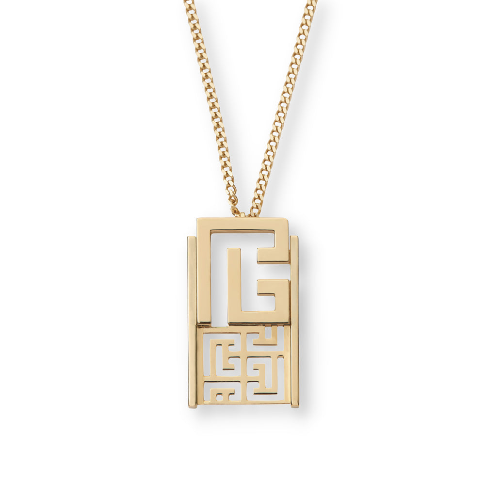 Balmain 18K Yellow Gold Labyrinth Frieze Pendant on Chain – Alara