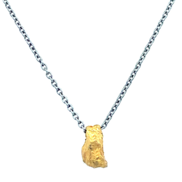 Stainless Steel and Gold Necklace - "Liquid Luck"