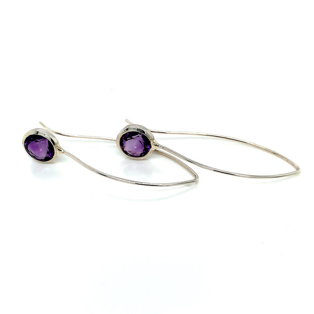 EcoSilver and Amethyst Earrings - "Purple Comet"