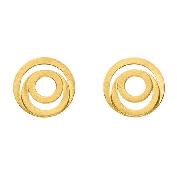 Geometric Gold Stud Earrings - "Molten Loops"