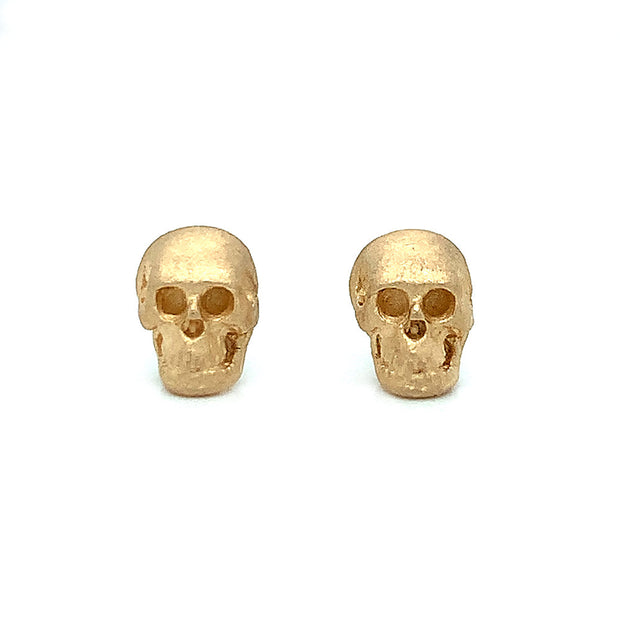 Gold Skull Stud Earrings - "Crypta"