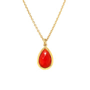 Red Onyx Gold Vermeil Necklace - "Drop of Color"