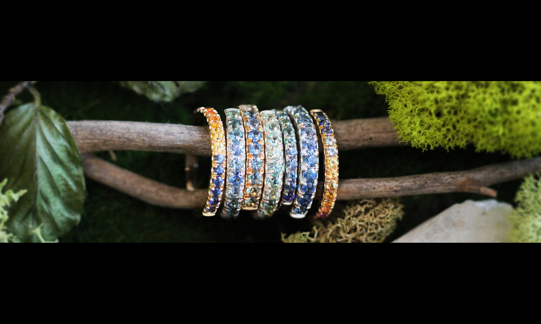 stacking rings how to wear 7 Montana sapphire stackable