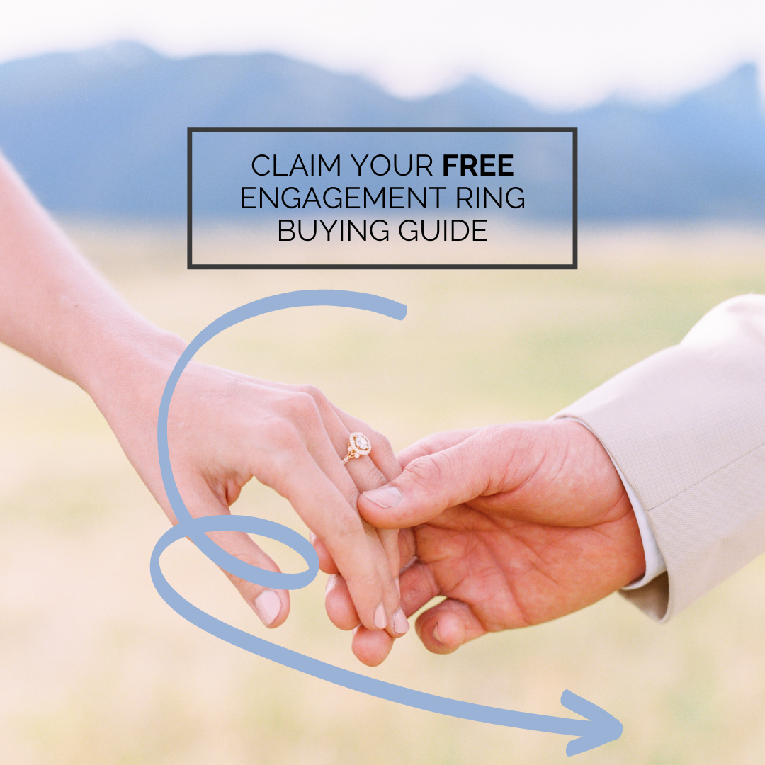 Close up of hands wearing Alara Jewelry engagement rings