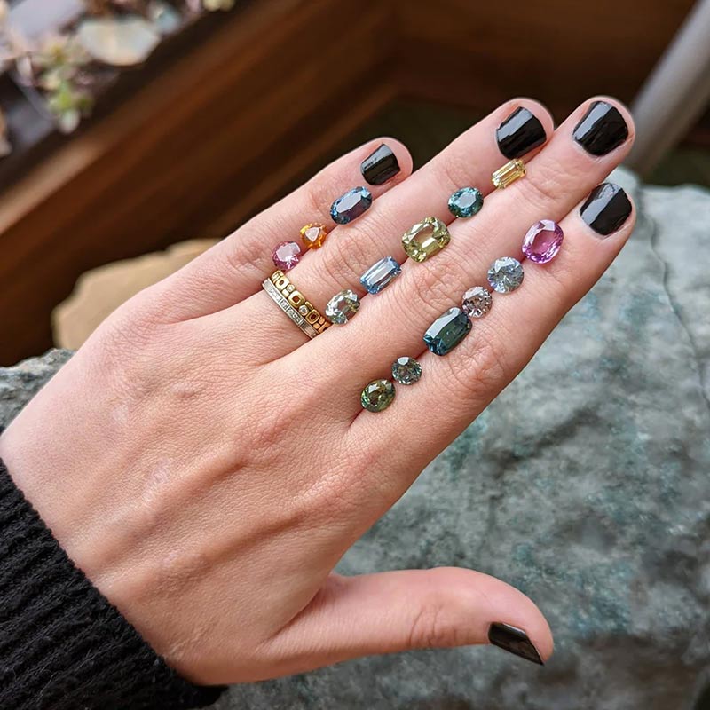 many colors of montana sapphires on hand at alara jewelry bozeman