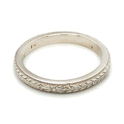 White Gold Textured Band - "Wheat"