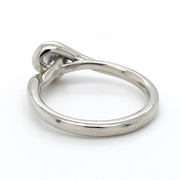 White Gold Solitaire Semi-Bezel Set Twist Engagement Ring - "Snowdrift"