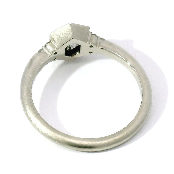 Hexagonal Salt & Pepper Diamond Ring - "Denise"