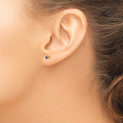 "September" Blue Crystal Piercing Studs in 14K Yellow Gold