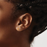 "November" Golden Yellow Crystal Piercing Studs in 14K Yellow Gold