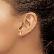 "June" Simulated White Pearl Piercing Studs in 14K Yellow Gold