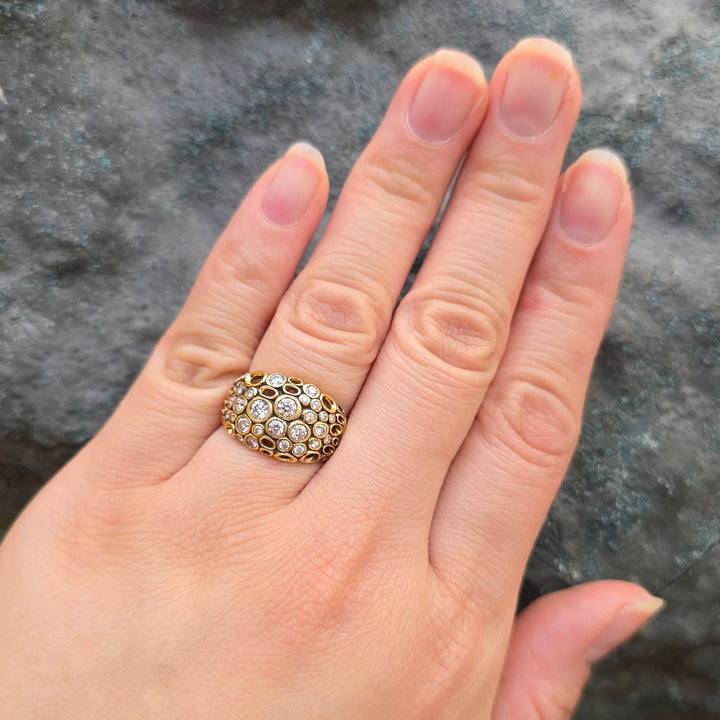 18K Yellow Gold & Diamond Band - "Open Work"