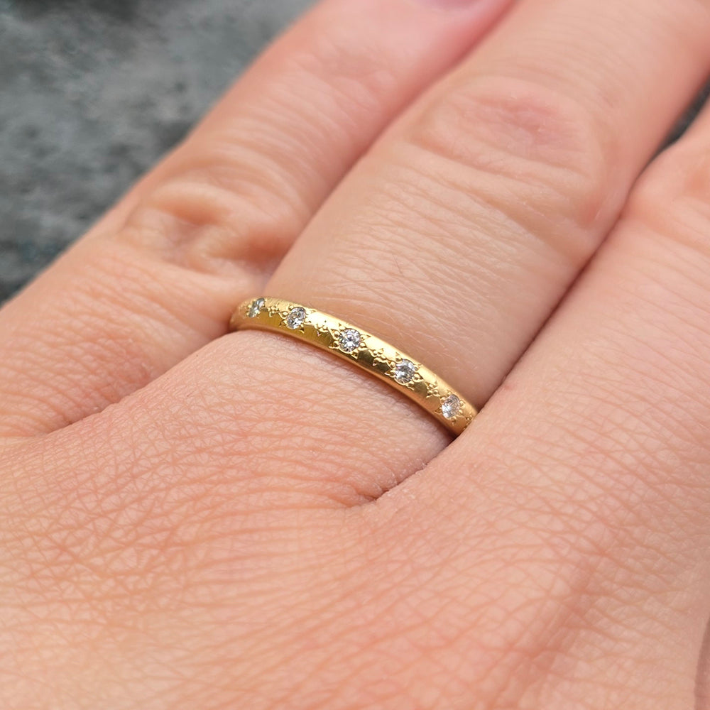 Spaced Star Diamond Gold Band