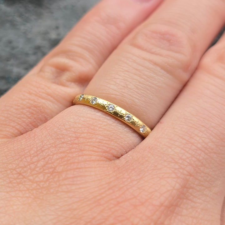 Spaced Star Diamond Gold Band