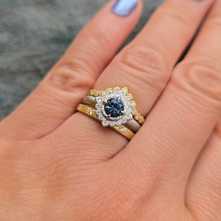 Diamond & Yellow Gold Nesting Band - "Pointed River Rocks"