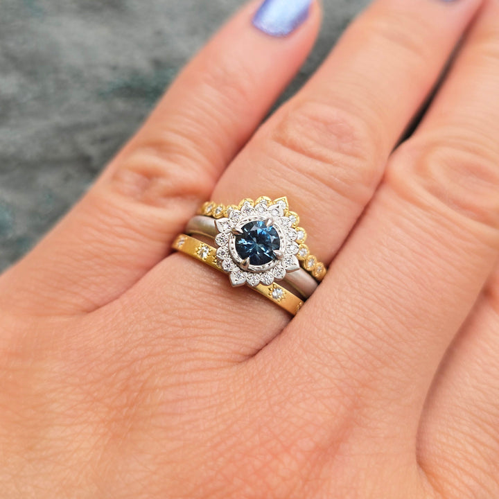 Montana Sapphire Platinum Ring "Flame"