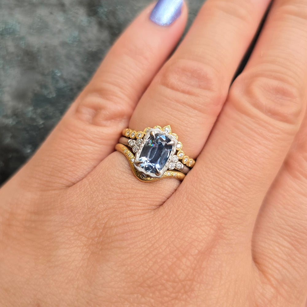 Blue Montana Sapphire & Diamond Ring - "Wavy Luna"