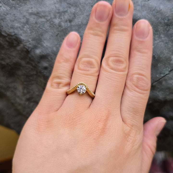 Lab Grown & Natural Diamond Ring - "Graceful Arc"