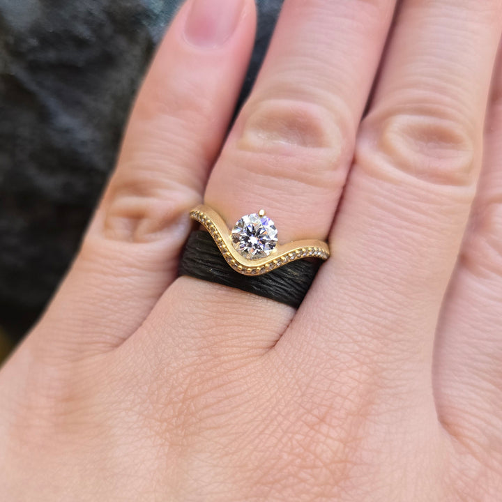 Lab Grown & Natural Diamond Ring - "Graceful Arc"