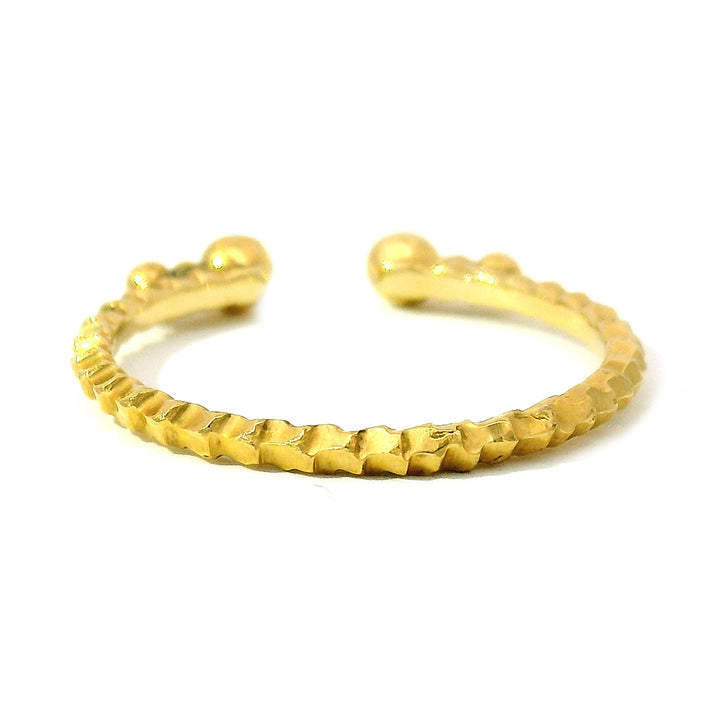 Narrow Opening Yellow Gold Ring Jacket with Diamonds - "Dragon Scale"