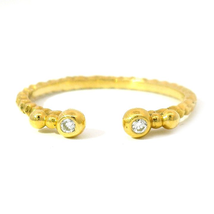 Narrow Opening Yellow Gold Ring Jacket with Diamonds - "Dragon Scale"