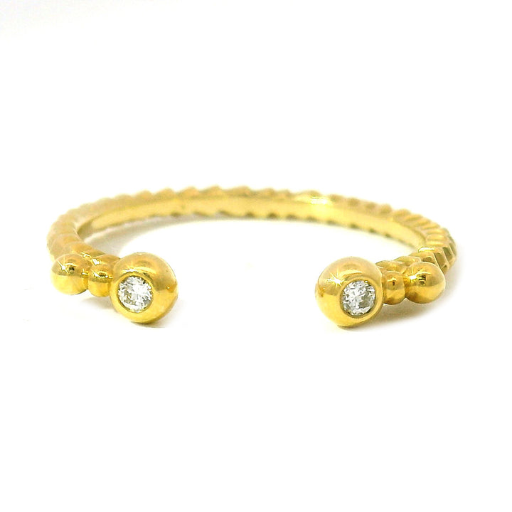 Wide Opening Yellow Gold Ring Jacket with Diamonds - "Dragon Scale"