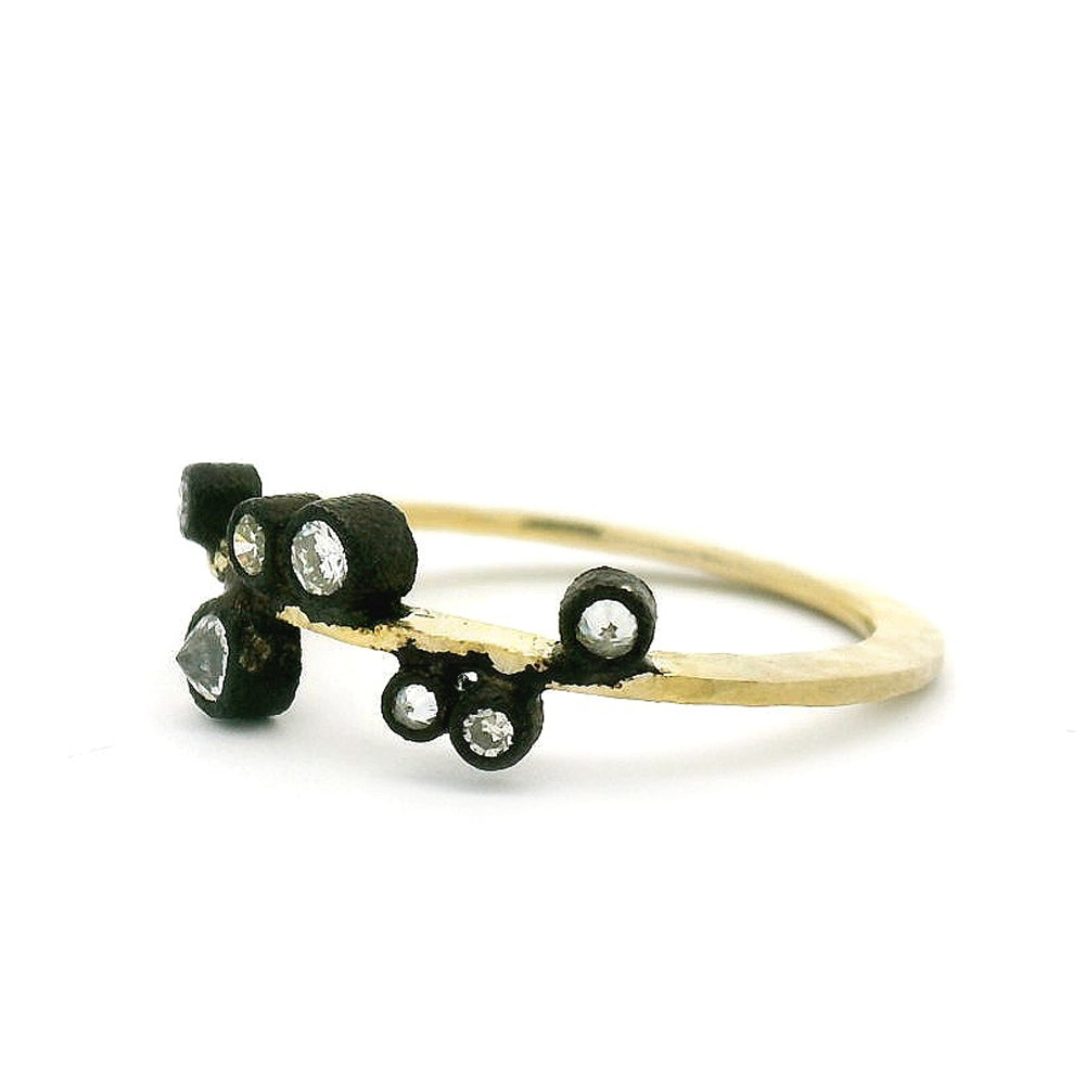 Blackened Gold & Diamond Ring - "Seven Sisters"