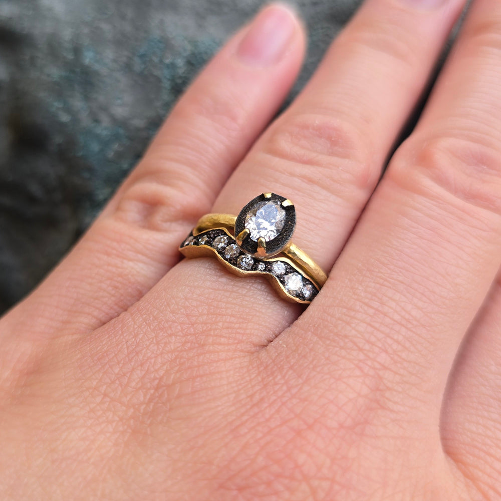 Diamond & Yellow Gold Wavy Eternity Band - "Moody Storm"
