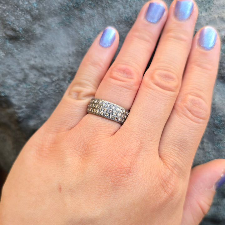 Oxidized Silver Champagne Diamond Cigar Ring "Gypsy"