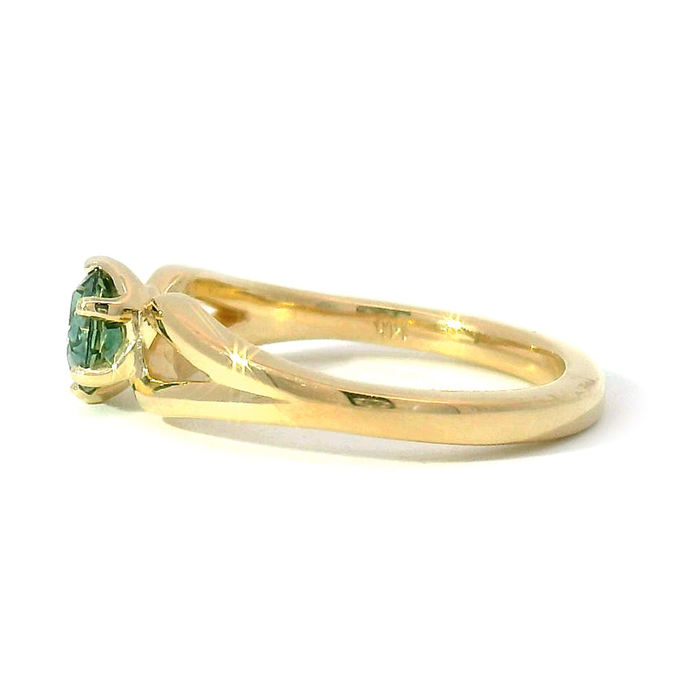 Teal Montana Sapphire & Yellow Gold Ring - "Stag"