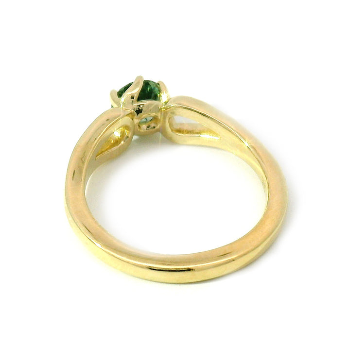 Teal Montana Sapphire & Yellow Gold Ring - "Stag"