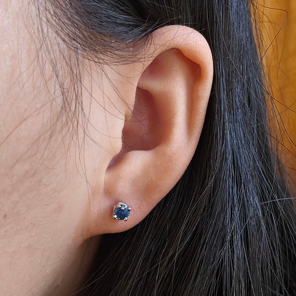 Blue Montana Sapphire & White Gold Earrings - "Armells"