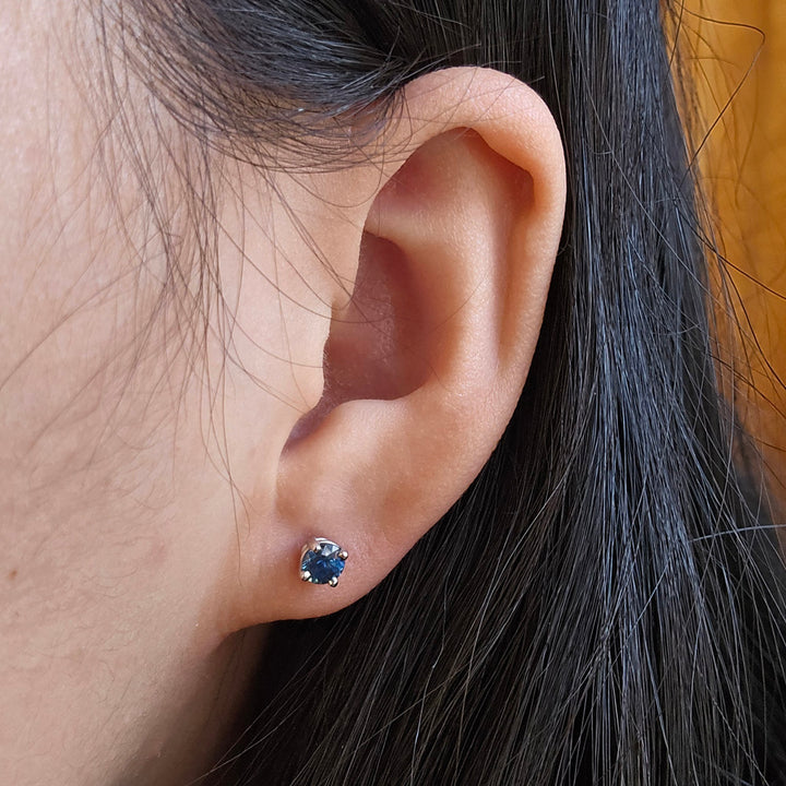 Blue Montana Sapphire & White Gold Earrings - "Armells"