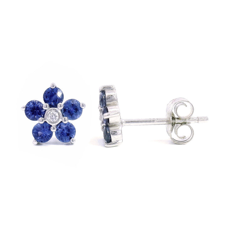 Yogo Sapphire & Diamond Stud Earrings - "Forget Me Not"