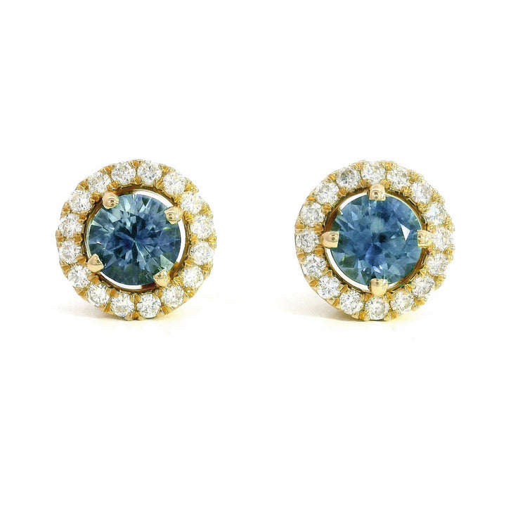 Montana Sapphire Earrings & Diamond Halo Jackets - "Stillwater"