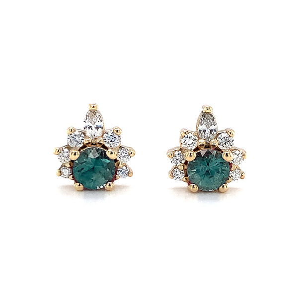 Montana Sapphire & Diamond Stud Earrings - "Stardust"
