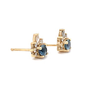 Blue Montana Sapphire & Diamond Stud Earrings - "Stardust"