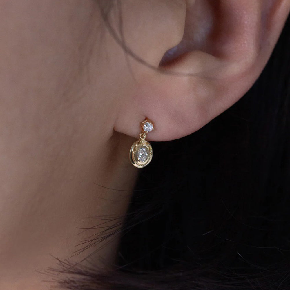 Petite Diamond & Gold Dangle Earrings - "Vanity No. 2"