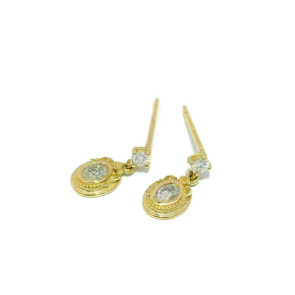 Petite Diamond & Gold Dangle Earrings - "Vanity No. 2"