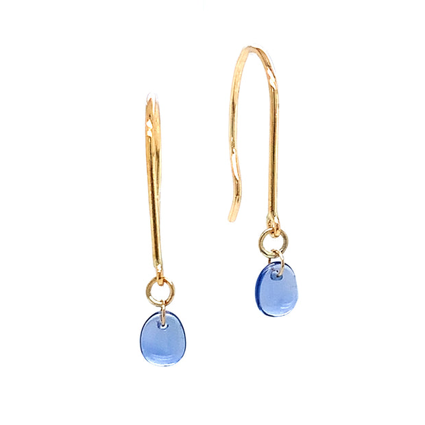 Yogo Sapphire & Yellow Gold Earrings - "Raining Freeform"