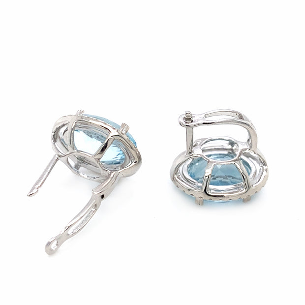 Aquamarine & Diamond Stud Earrings